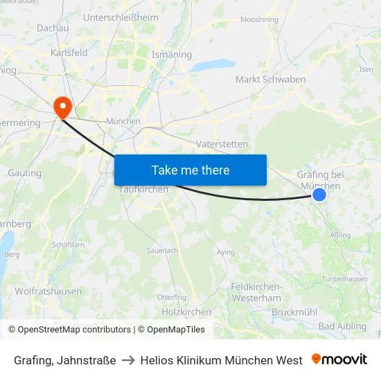 Grafing, Jahnstraße to Helios Klinikum München West map