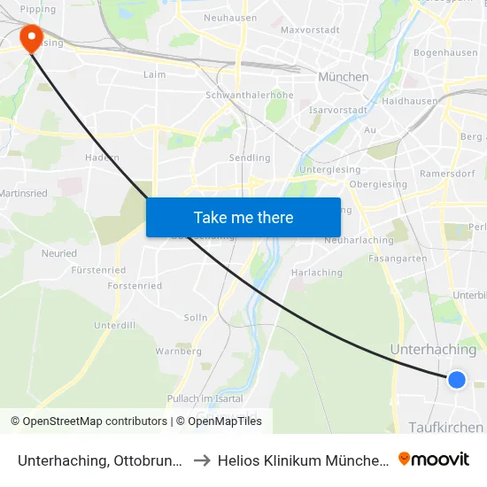 Unterhaching, Ottobrunner Str. to Helios Klinikum München West map