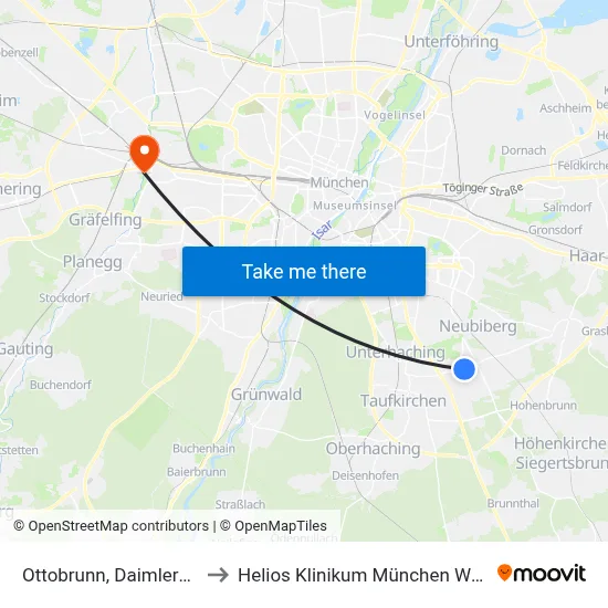 Ottobrunn, Daimlerstr. to Helios Klinikum München West map