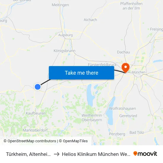 Türkheim, Altenheim to Helios Klinikum München West map