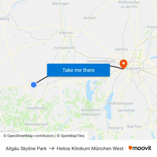 Allgäu Skyline Park to Helios Klinikum München West map