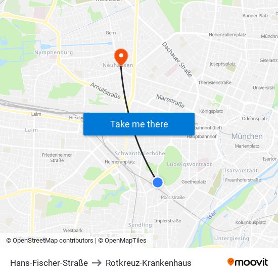 Hans-Fischer-Straße to Rotkreuz-Krankenhaus map