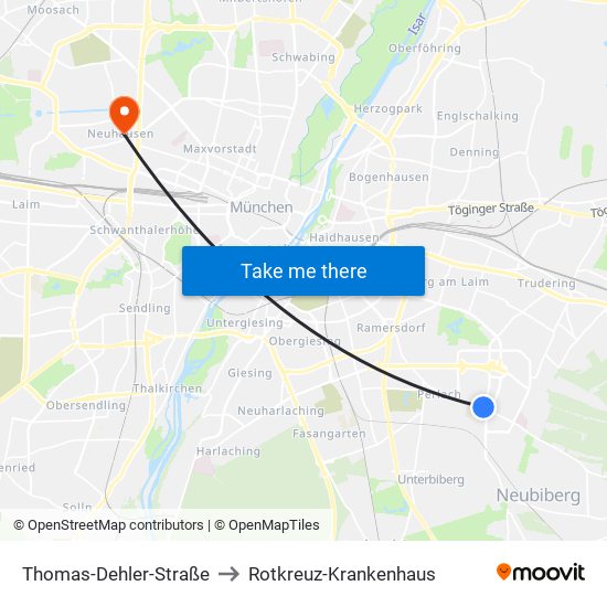 Thomas-Dehler-Straße to Rotkreuz-Krankenhaus map