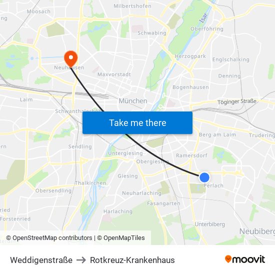 Weddigenstraße to Rotkreuz-Krankenhaus map