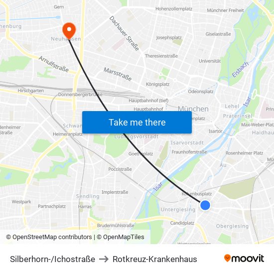 Silberhorn-/Ichostraße to Rotkreuz-Krankenhaus map