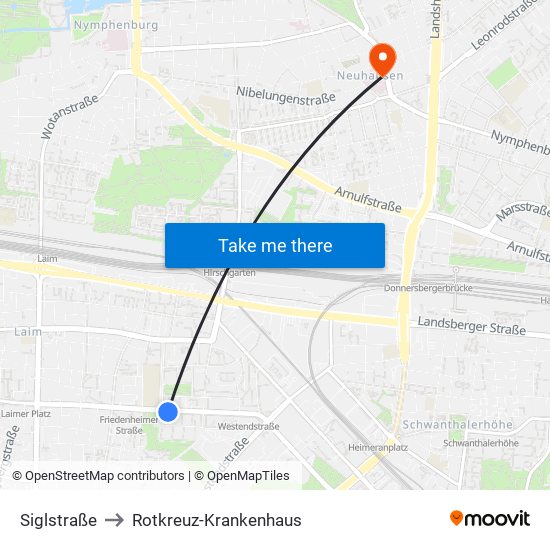 Siglstraße to Rotkreuz-Krankenhaus map