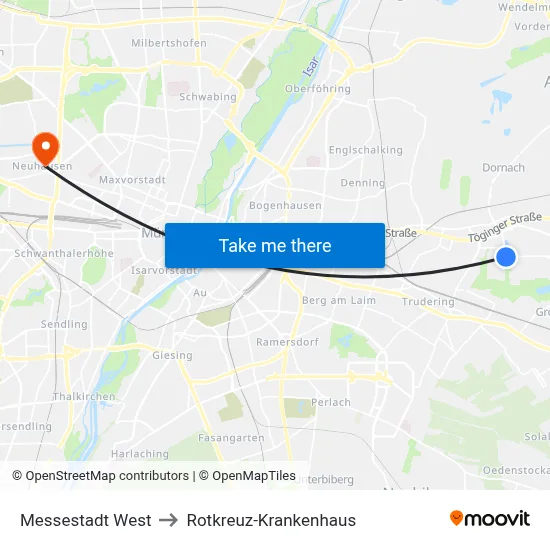 Messestadt West to Rotkreuz-Krankenhaus map
