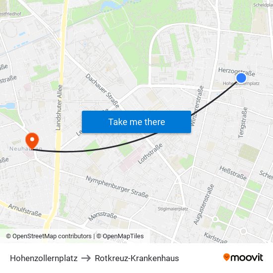 Hohenzollernplatz to Rotkreuz-Krankenhaus map