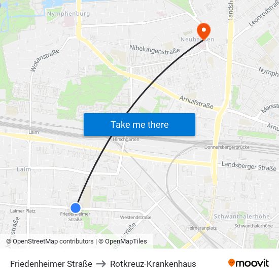 Friedenheimer Straße to Rotkreuz-Krankenhaus map