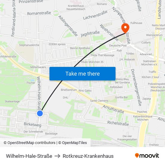 Wilhelm-Hale-Straße to Rotkreuz-Krankenhaus map