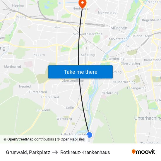 Grünwald, Parkplatz to Rotkreuz-Krankenhaus map