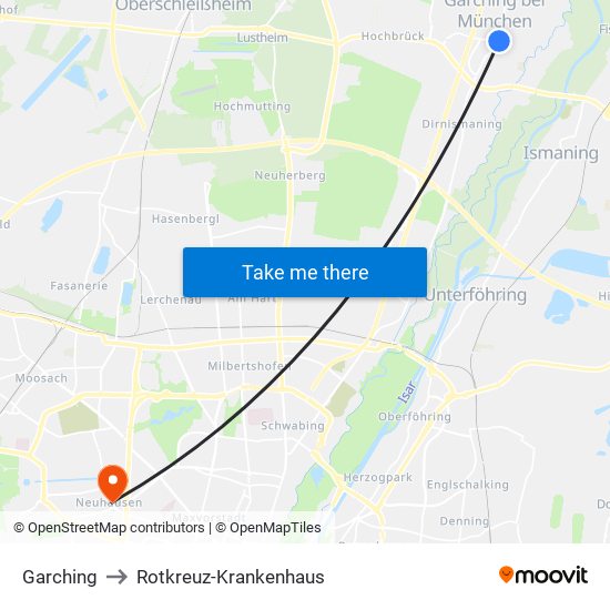Garching to Rotkreuz-Krankenhaus map