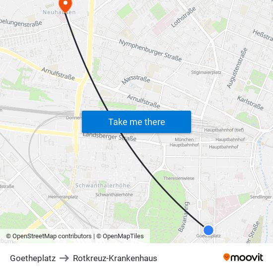 Goetheplatz to Rotkreuz-Krankenhaus map