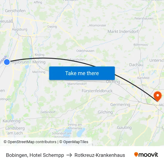 Bobingen, Hotel Schempp to Rotkreuz-Krankenhaus map