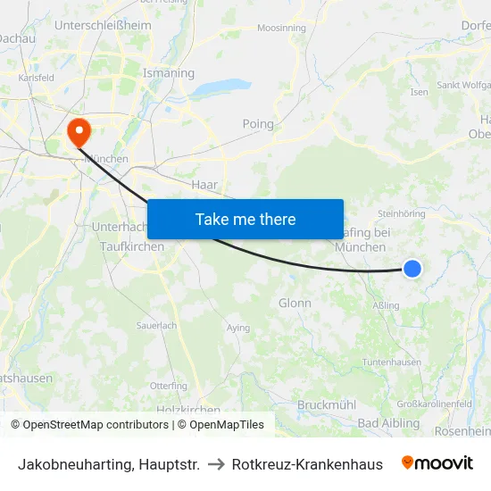Jakobneuharting, Hauptstr. to Rotkreuz-Krankenhaus map