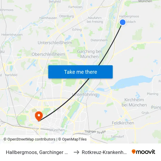 Hallbergmoos, Garchinger Weg to Rotkreuz-Krankenhaus map