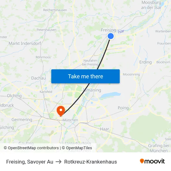 Freising, Savoyer Au to Rotkreuz-Krankenhaus map