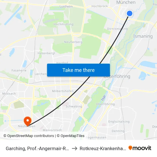 Garching, Prof.-Angermair-Ring to Rotkreuz-Krankenhaus map