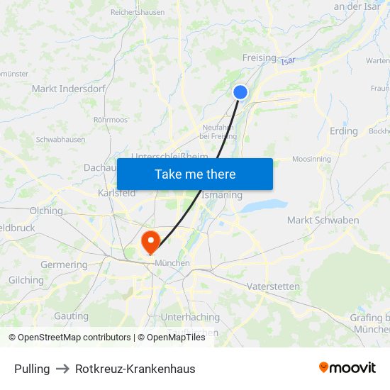 Pulling to Rotkreuz-Krankenhaus map