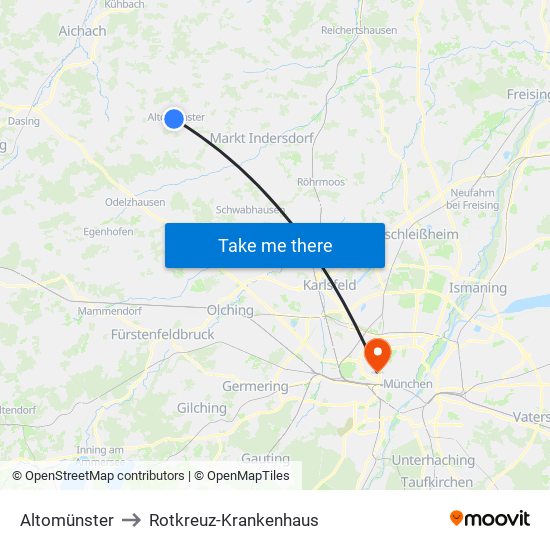 Altomünster to Rotkreuz-Krankenhaus map