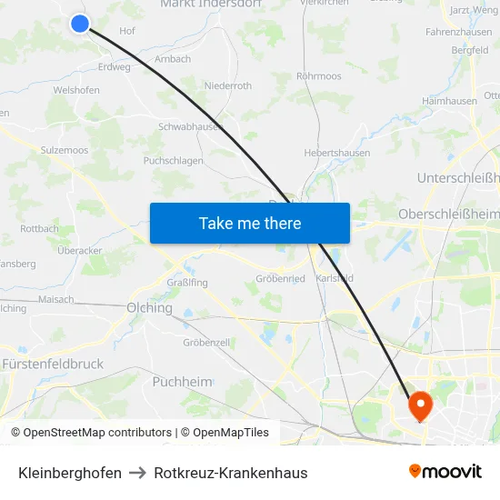 Kleinberghofen to Rotkreuz-Krankenhaus map