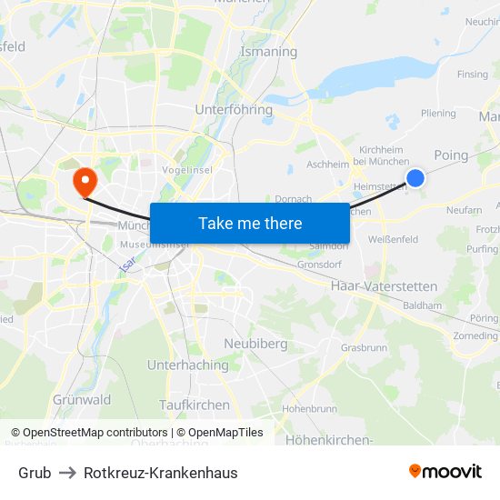 Grub to Rotkreuz-Krankenhaus map