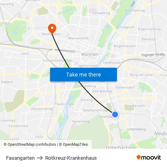 Fasangarten to Rotkreuz-Krankenhaus map