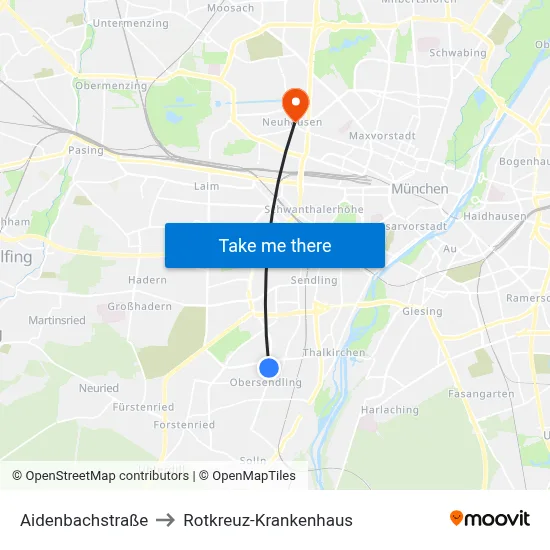 Aidenbachstraße to Rotkreuz-Krankenhaus map