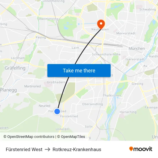 Fürstenried West to Rotkreuz-Krankenhaus map