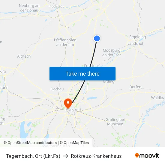 Tegernbach, Ort (Lkr.Fs) to Rotkreuz-Krankenhaus map