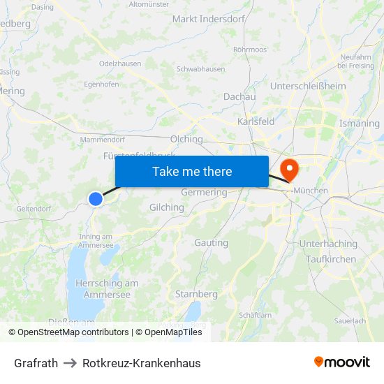 Grafrath to Rotkreuz-Krankenhaus map