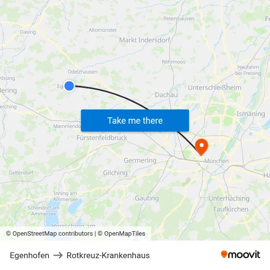 Egenhofen to Rotkreuz-Krankenhaus map