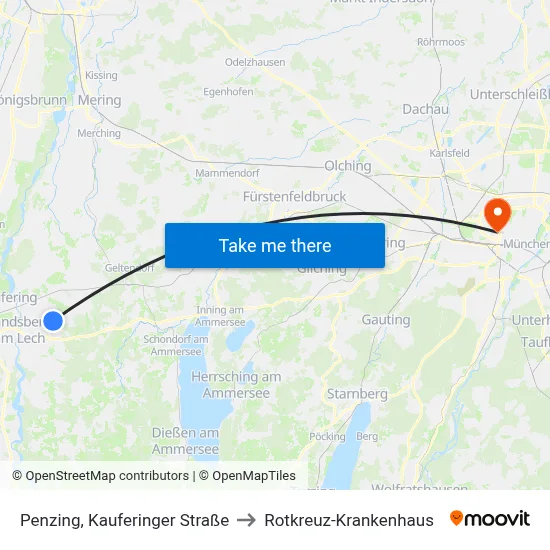 Penzing, Kauferinger Straße to Rotkreuz-Krankenhaus map