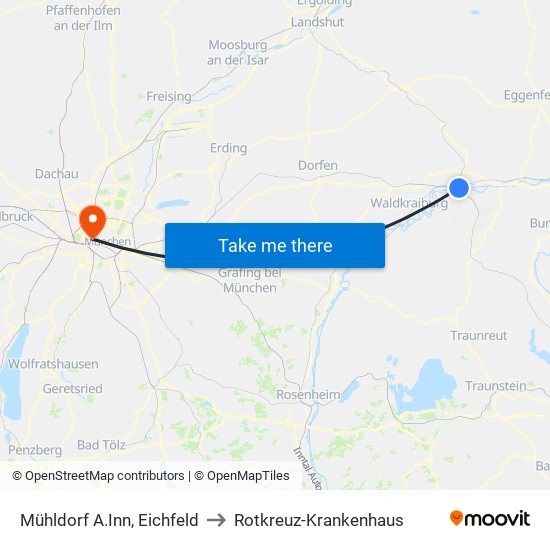 Mühldorf A.Inn, Eichfeld to Rotkreuz-Krankenhaus map