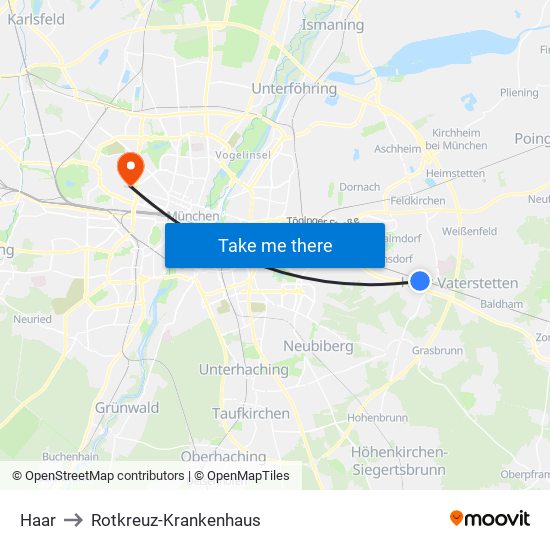 Haar to Rotkreuz-Krankenhaus map