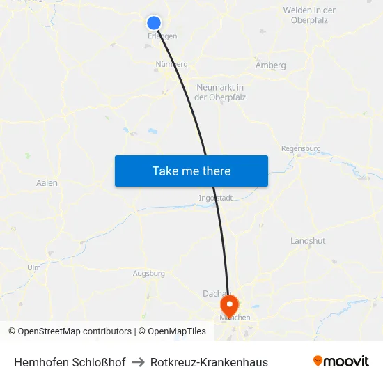 Hemhofen Schloßhof to Rotkreuz-Krankenhaus map