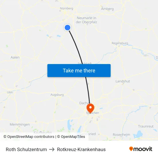 Roth Schulzentrum to Rotkreuz-Krankenhaus map