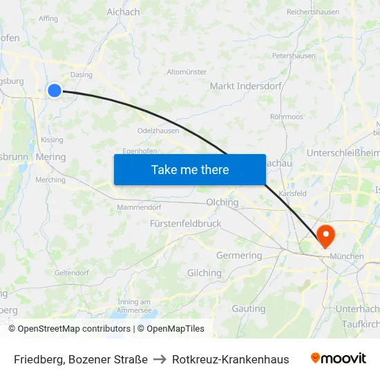 Friedberg, Bozener Straße to Rotkreuz-Krankenhaus map