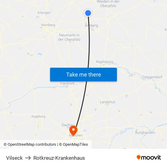 Vilseck to Rotkreuz-Krankenhaus map
