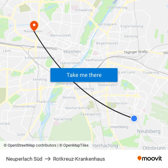 Neuperlach Süd to Rotkreuz-Krankenhaus map