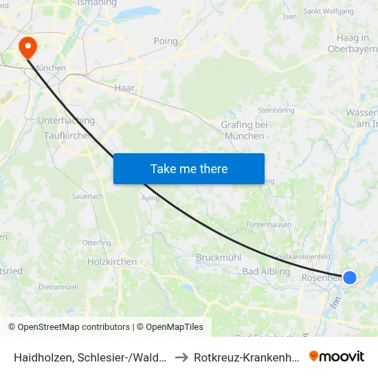 Haidholzen, Schlesier-/Wald-Str. to Rotkreuz-Krankenhaus map