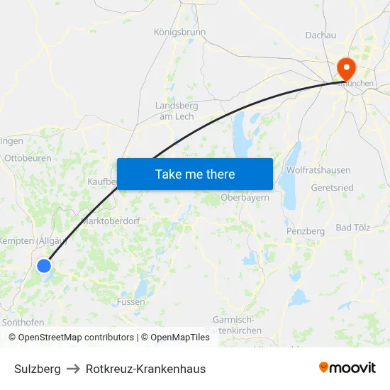 Sulzberg to Rotkreuz-Krankenhaus map