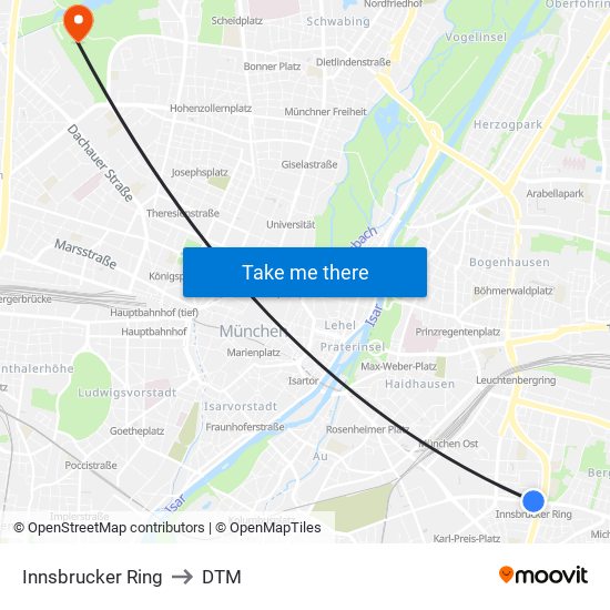 Innsbrucker Ring to DTM map