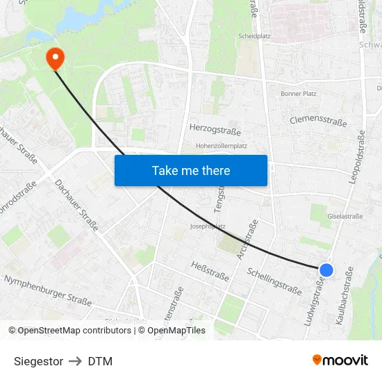 Siegestor to DTM map