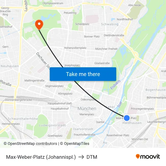 Max-Weber-Platz (Johannispl.) to DTM map
