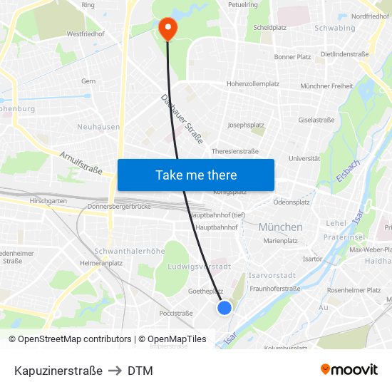 Kapuzinerstraße to DTM map