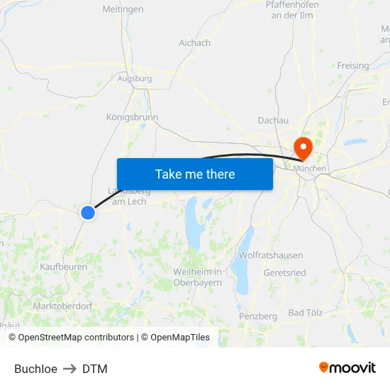 Buchloe to DTM map