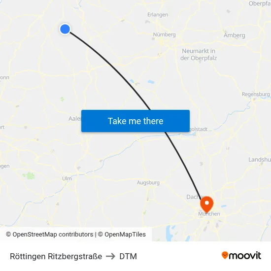 Röttingen Ritzbergstraße to DTM map