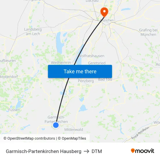 Garmisch-P. Hausberg to DTM map