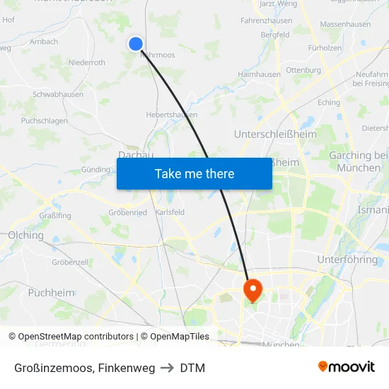 Großinzemoos, Finkenweg to DTM map